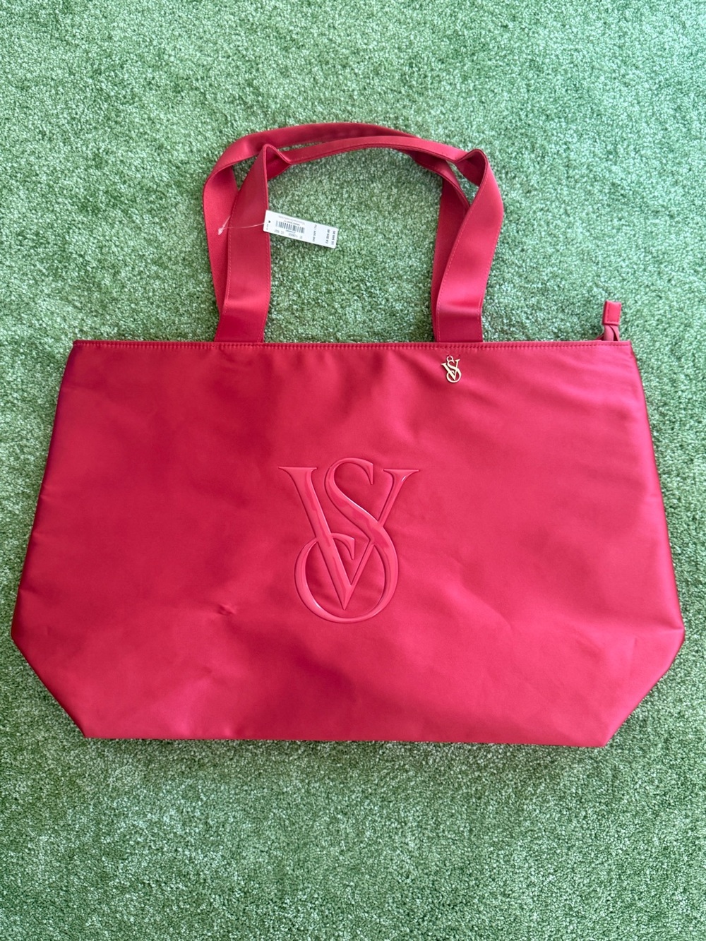 Victoria’s Secret Embossed Monogram VS Logo Tote Bag Hot Pink Overnight Travel